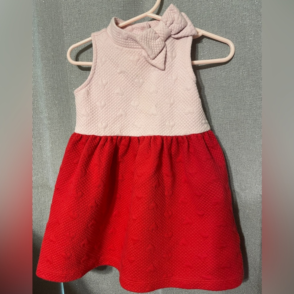 Janie and Jack Red and Pink heart bow Dress girls 12-18 months
